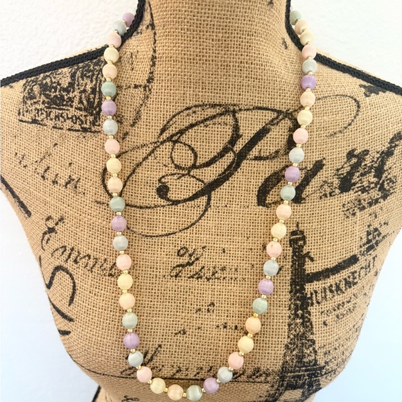 Jewelry - Vintage 1950-60’s Pastels Silk Thread Beaded Long Necklace
